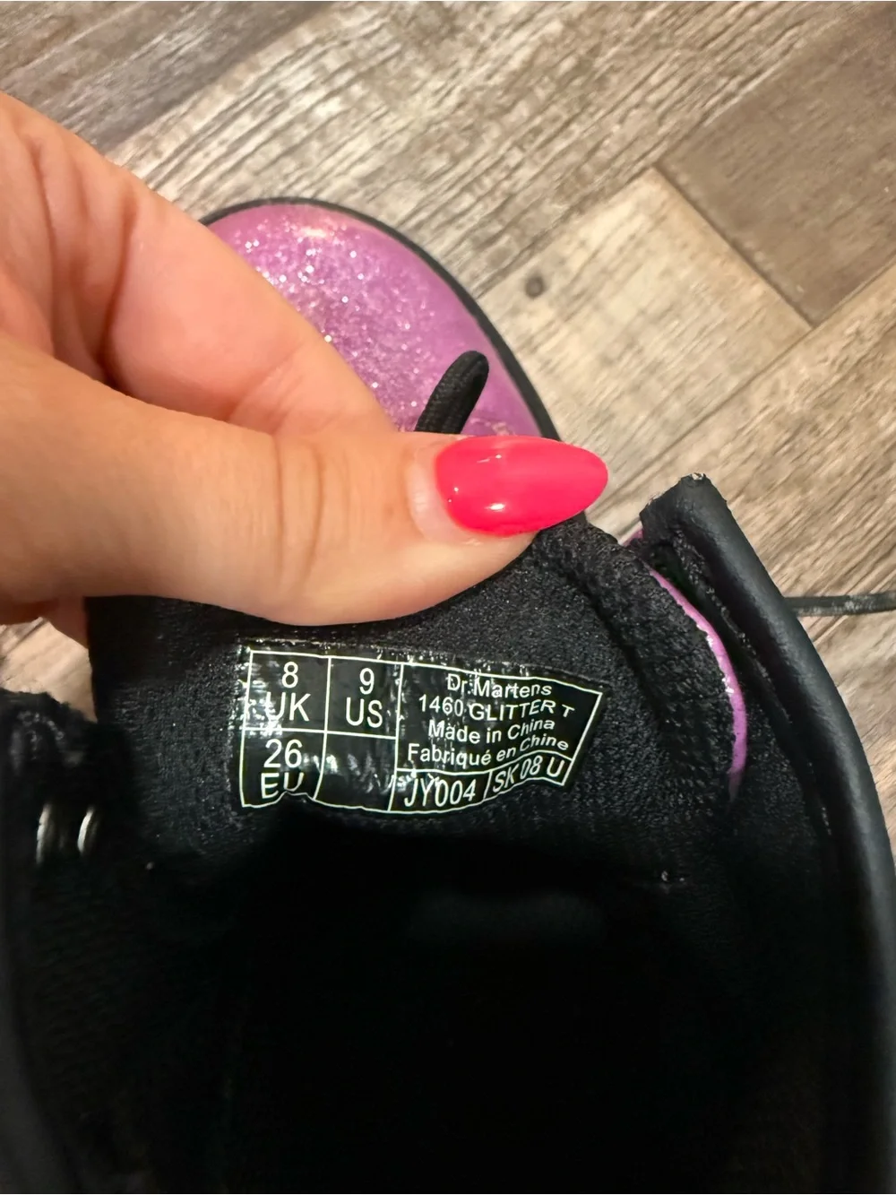 Dr. Martens 1460 Glitter T Pink Lace Up Boots Toddler Size 9 US